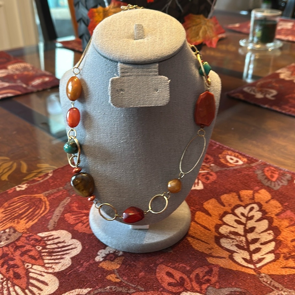 Earth tone long necklace